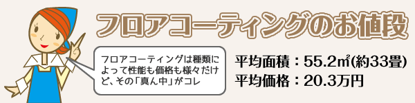 『フロアコーティングのお値段』平均面積：55.2㎡(約33畳)／平均価格：20.3万円